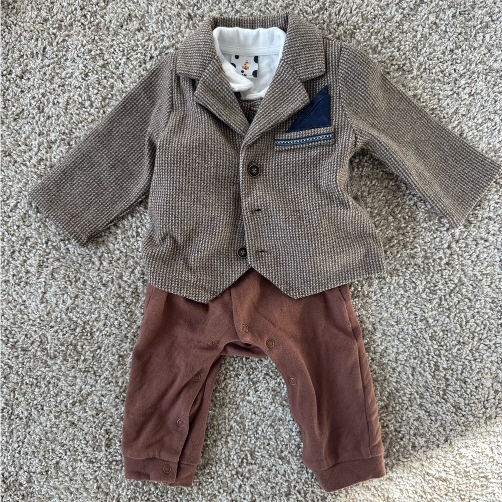 Brown Baby Outfit with Blazer and Pants